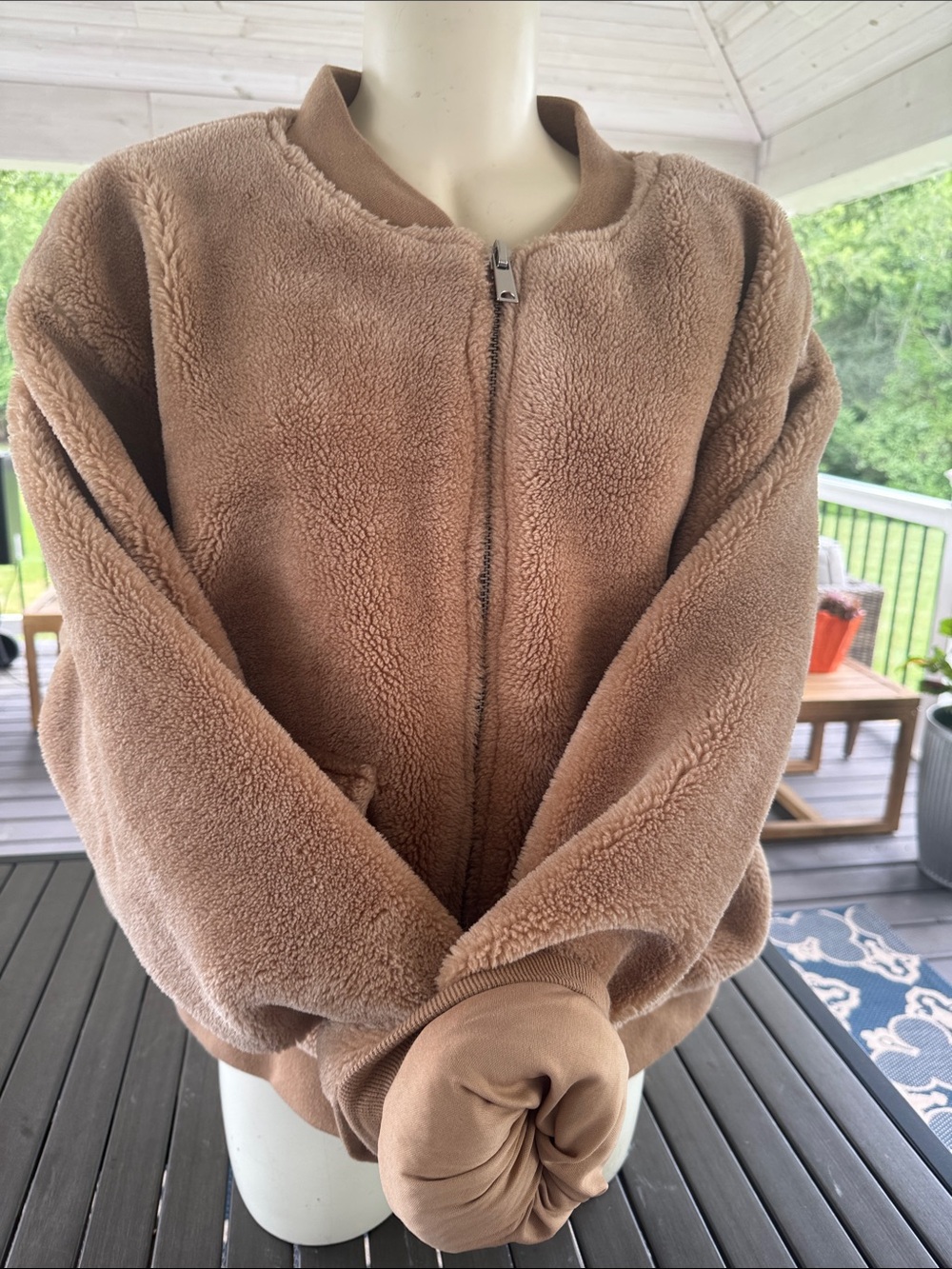 Cozy Brown Oversized Teddy Zip-Up Jacket Juniors XXXL (21) Women’s Small